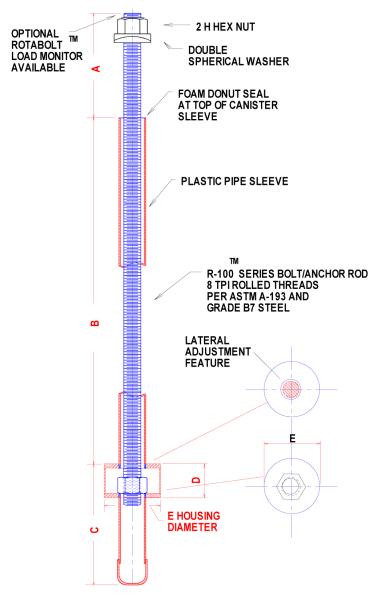 Rowan Adjustable Canister Anchor Bolt